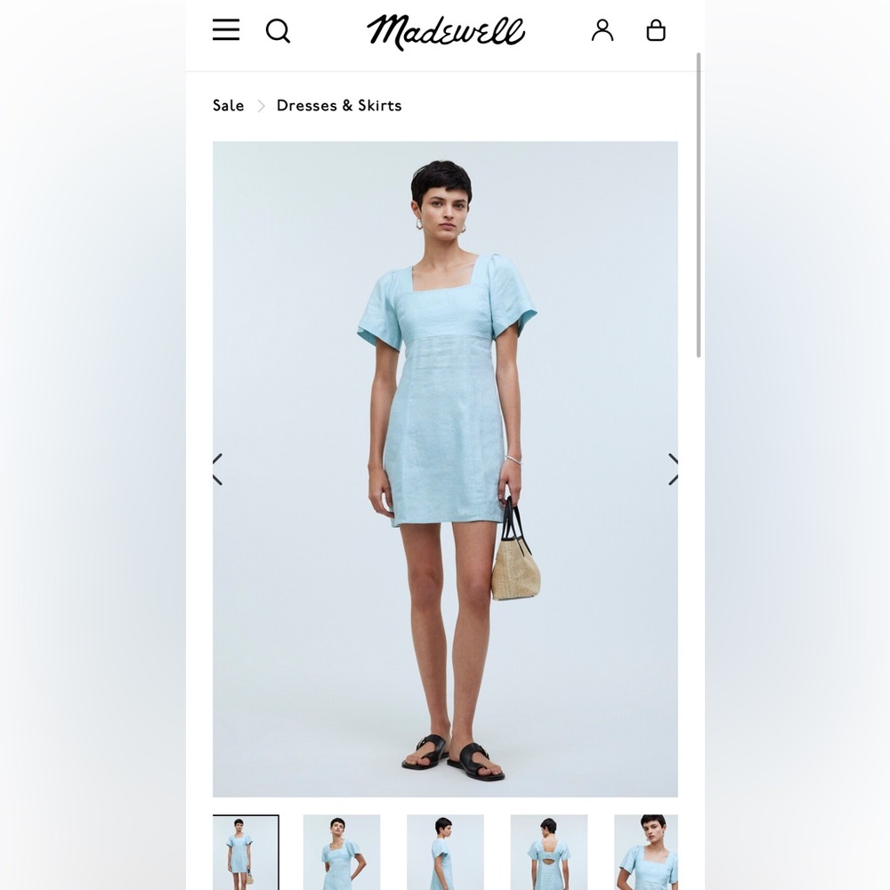 NWT Madewell Square-Neck Mini Dress in 100% Linen